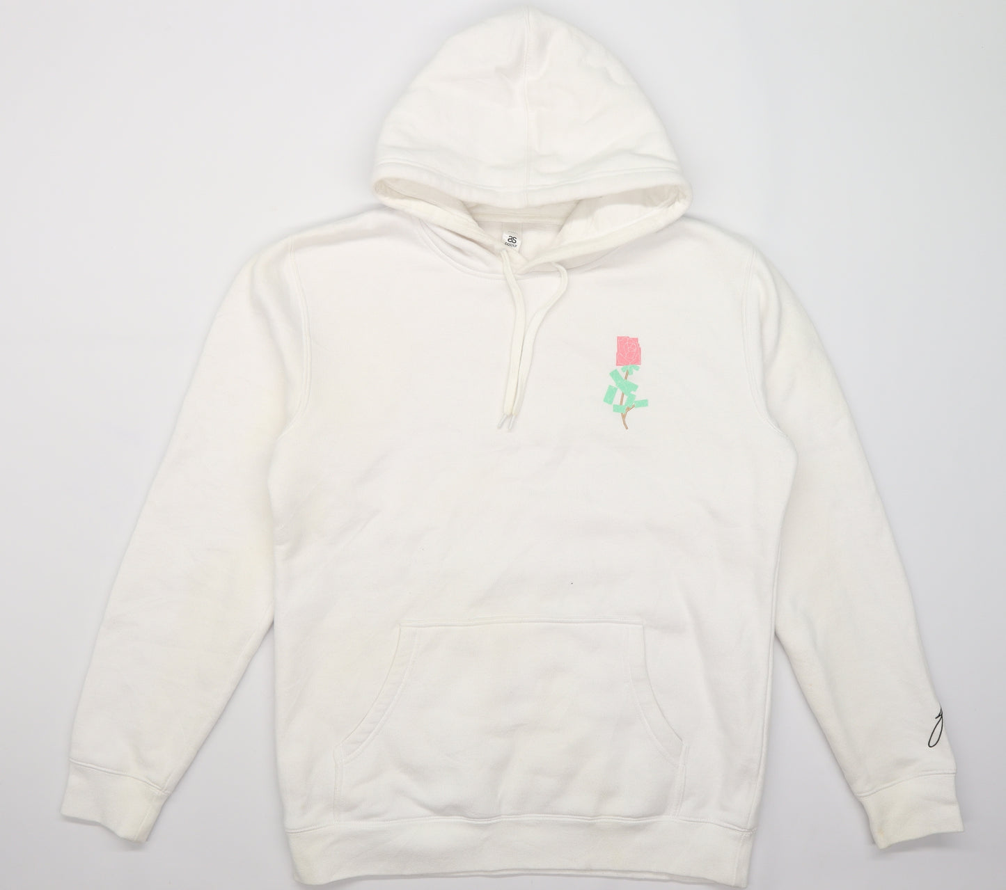 AS Colour Womens White  Jersey Pullover Hoodie Size M  - Rose stencil