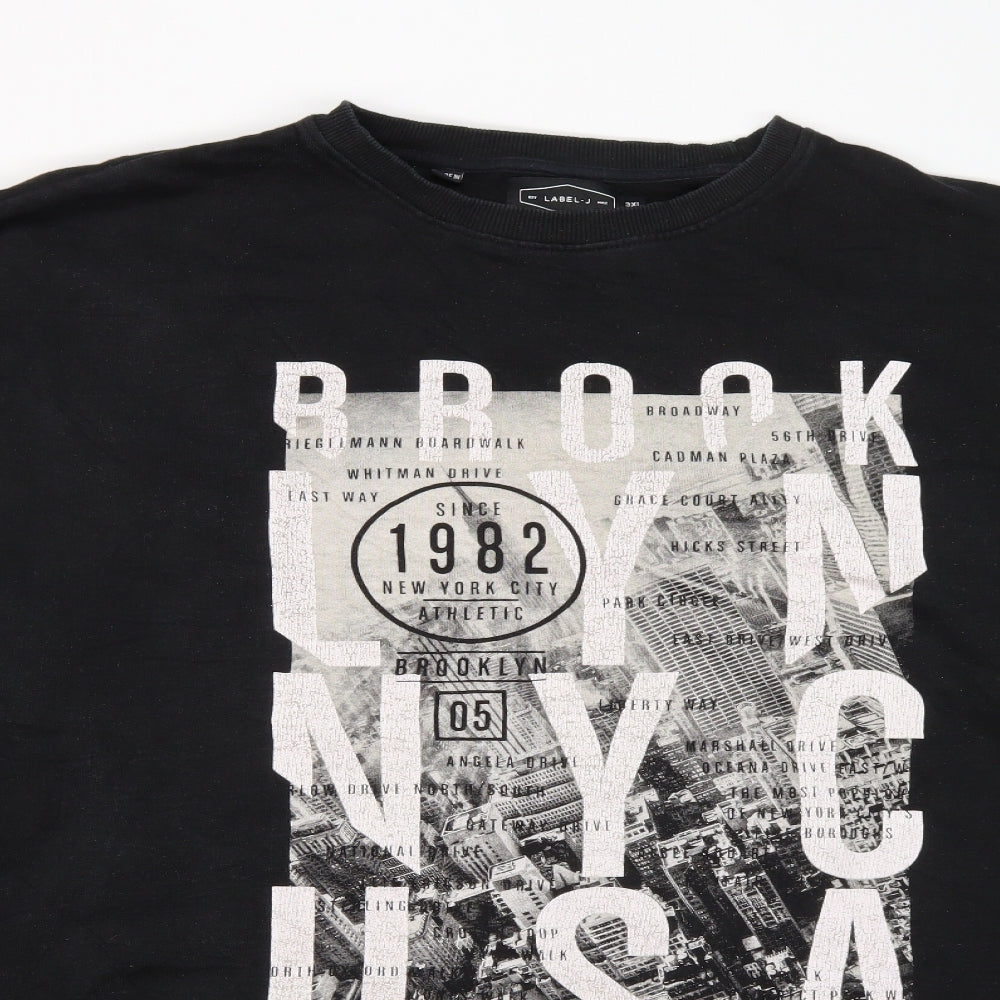 Label J Mens Black  Jersey Pullover Sweatshirt Size 3XL  - New York, Brooklyn