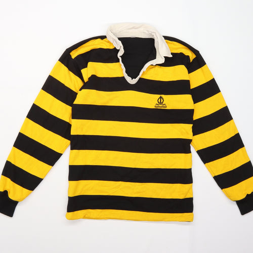 Preworn Mens Yellow Striped Knit Pullover Jumper Size S