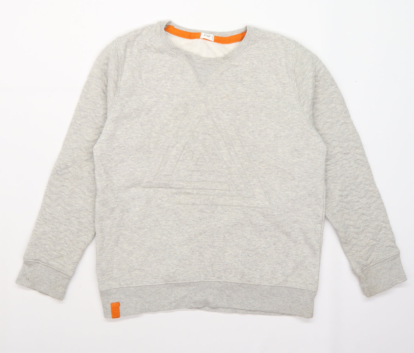 F&F Boys Grey Geometric Jersey Pullover Sweatshirt Size 11-12 Years
