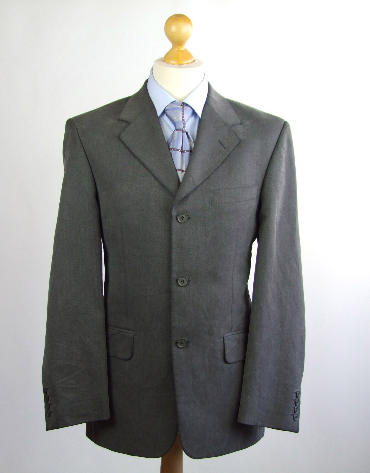 Mens Grey Suit Jacket 36 Regular Ciro Citterio Wool Herringbone